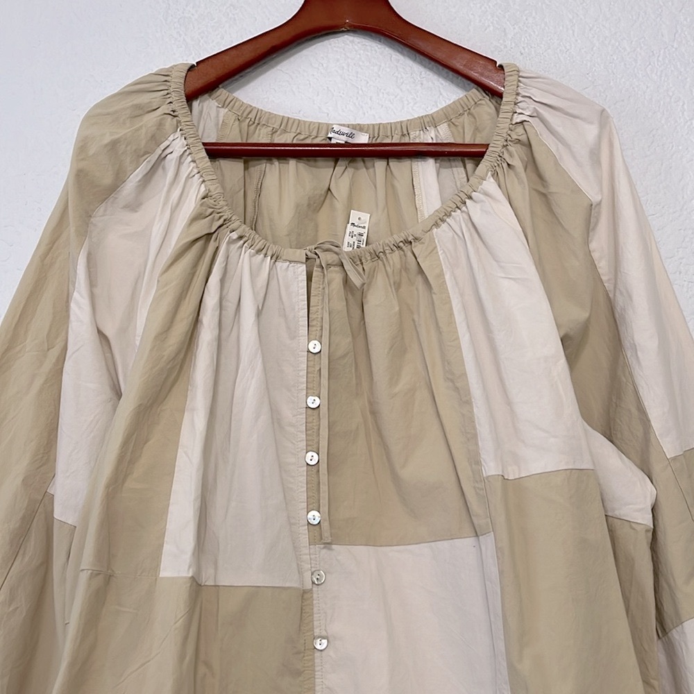 Madewell Patchwork Tie Peasant Top - Picture 4 of 14